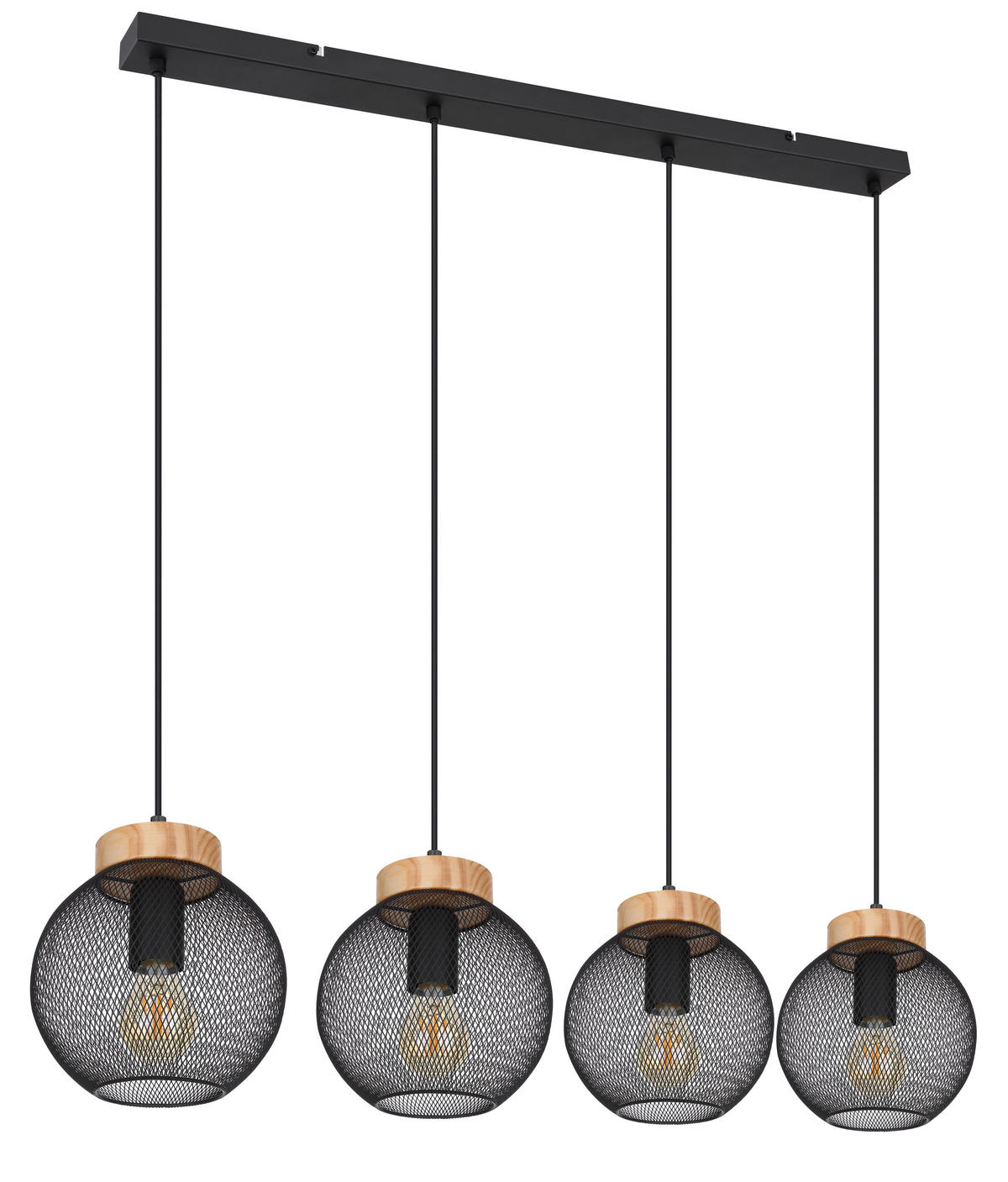 HÄNGELEUCHTE 95/20/120 cm   - Schwarz/Braun, Basics, Holz/Metall (95/20/120cm) - Globo