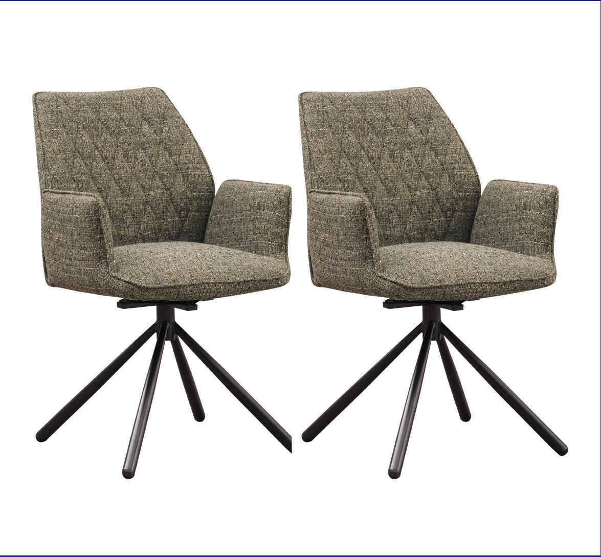 SADA ŽIDLÍ S PODRUČKAMI 2 kusy - černá/zelená, Moderní, kov/textil (57,5/92/52cm) - MID.YOU