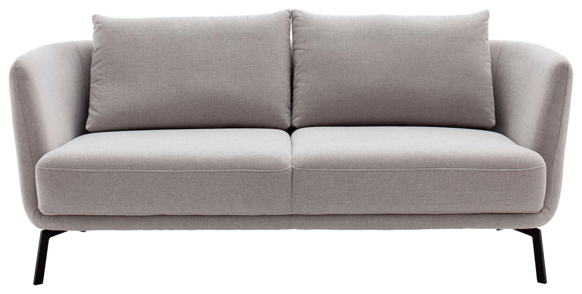 2,5-SITZER Flachgewebe Platinfarben  - Platinfarben/Schwarz, Design, Textil/Metall (190/71/91cm) - Schöner Wohnen