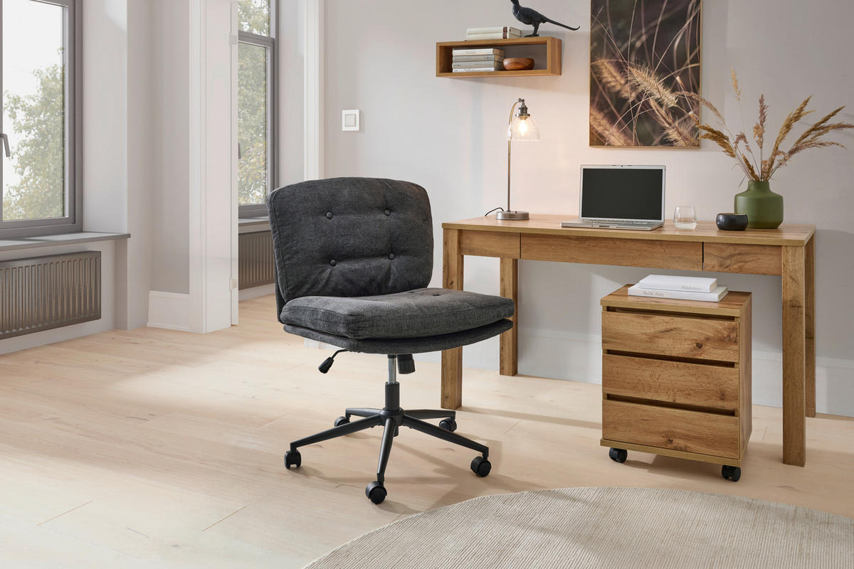 DREHSTUHL  in Mikrofaser Grau  - Schwarz/Grau, MODERN, Holz/Kunststoff (66/90/98/76cm) - Livetastic