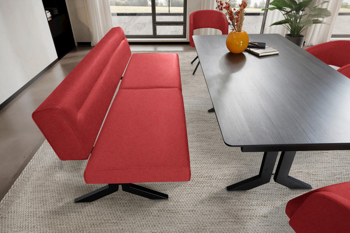 SITZBANK 220/87/70-86 cm Lederlook (vegan) Rot  - Rot/Schwarz, KONVENTIONELL, Textil/Metall (220/87/70-86cm) - Moderano