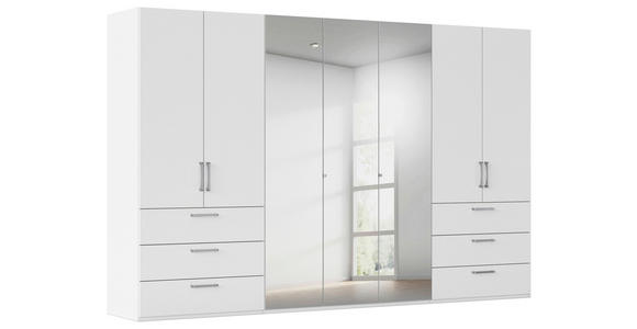 DREHTÜRENSCHRANK 350/235/61 cm,  in Weiß, 7-türig  - Chromfarben/Edelstahlfarben, Basics, Glas/Holzwerkstoff (350/235/61cm) - Novel