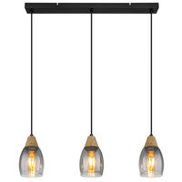 HÄNGELEUCHTE 55/10/120 cm  - Schwarz/Grau, Basics, Glas/Kunststoff (55/10/120cm) - Globo