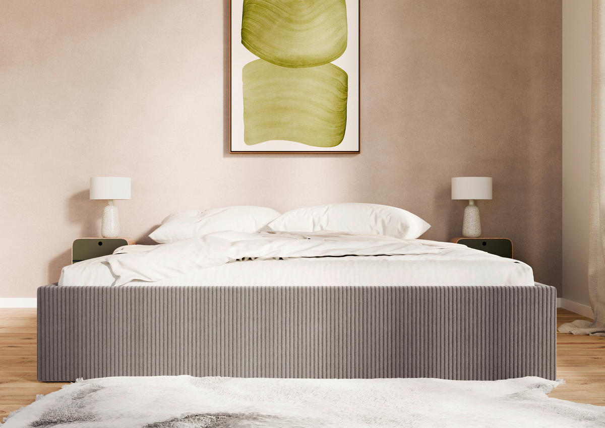 POLSTERBETT Bettkasten, Lattenrost 140/200 cm  in Anthrazit  - Anthrazit/Schwarz, Design, Holz/Textil (140/200cm) - Boxxx