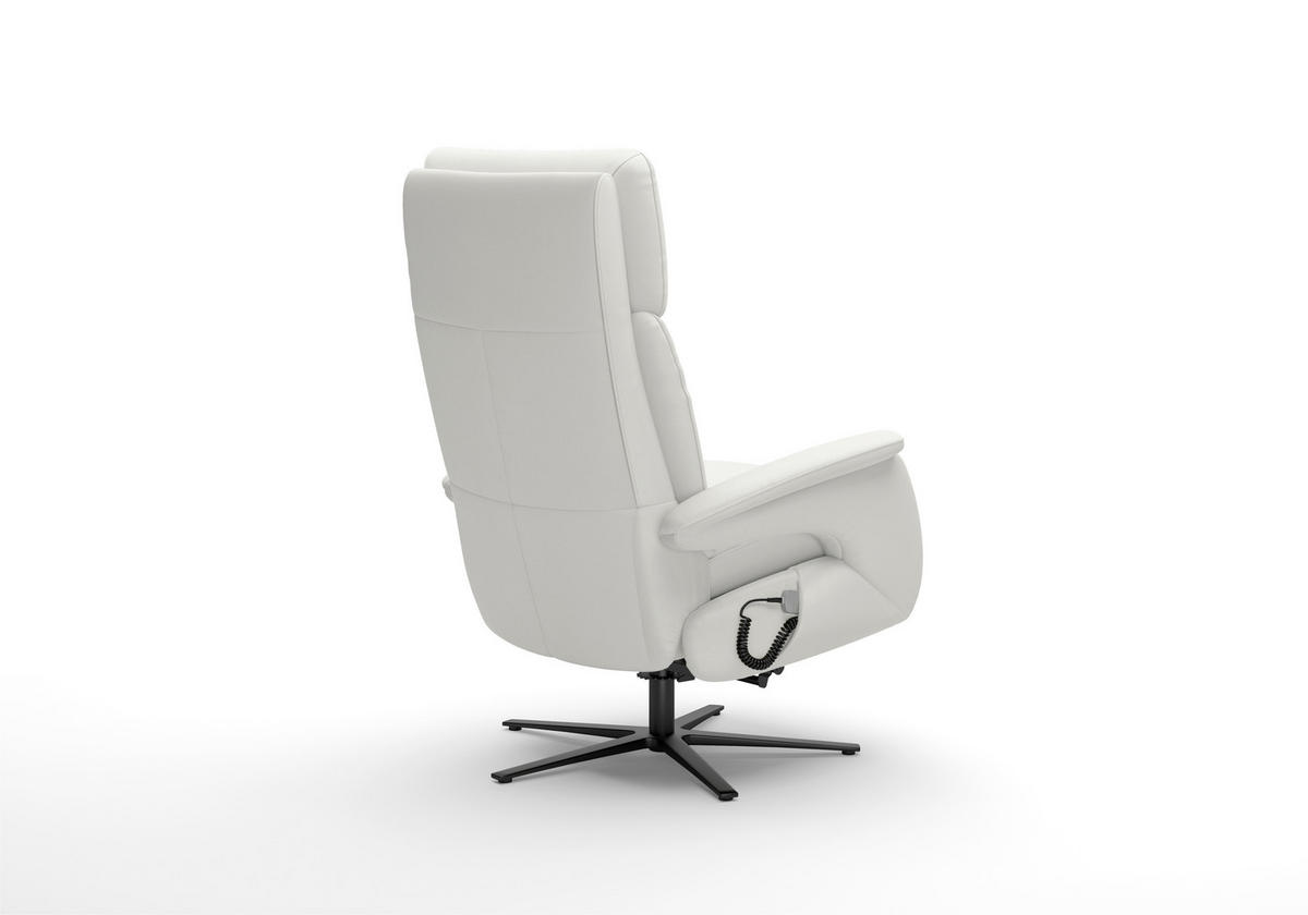 RELAXSESSEL in Leder Weiß  - Schwarz/Weiß, Basics, Leder/Metall (86/115/86cm) - Sit & More