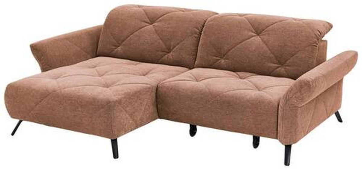 ECKSOFA in Webstoff Kupferfarben  - Schwarz/Kupferfarben, Design, Textil/Metall (173/244cm) - Moderano