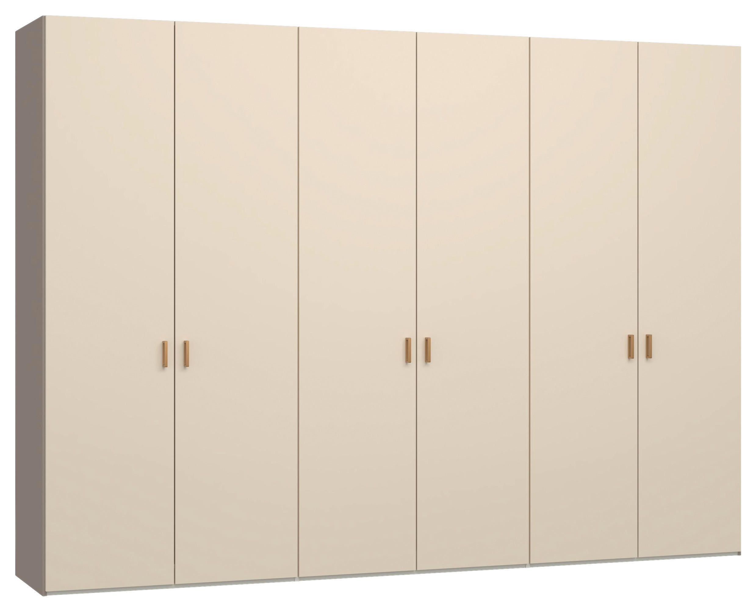 DREHTÜRENSCHRANK 303/220/59 cm,  in Creme, Hellbraun, 6-türig  - Hellbraun/Creme, Design, Glas/Holzwerkstoff (303/220/59cm) - Jutzler