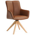 ARMLEHNSTUHL in Holz, Metall, Leder Cognac  - Cognac/Eichefarben, MODERN, Leder/Holz (64/87/60cm) - Novel