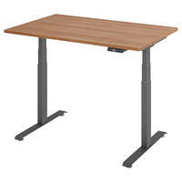 SCHREIBTISCH 140/80/64,5-129,5 cm Graphitfarben, Nussbaumfarben elektrisch höhenverstellbar  - Nussbaumfarben/Graphitfarben, KONVENTIONELL, Holzwerkstoff/Metall (140/80/64,5-129,5cm) - Venda