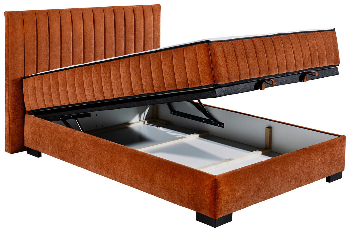 BOXBETT 140/200 cm  in Cognac  - Cognac/Schwarz, Modern, Holzwerkstoff/Kunststoff (140/200cm) - MID.YOU