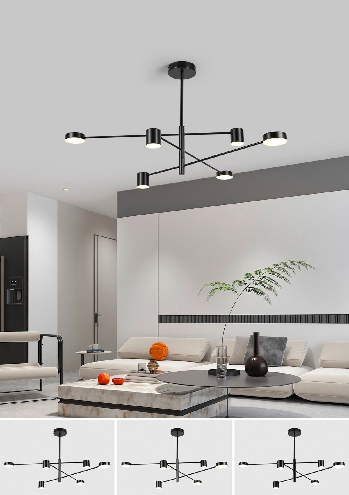 HÄNGELEUCHTE 92/105/56,5 cm   - Schwarz, Design, Kunststoff/Metall (92/105/56,5cm) - Collet's Monde