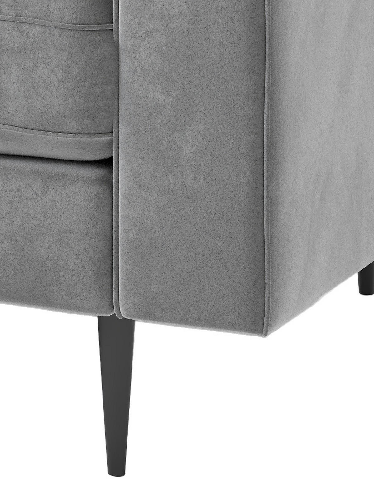 ECKSOFA in Flachgewebe Blaugrau  - Edelstahlfarben/Anthrazit, Design, Textil/Metall (259/205cm) - Livetastic