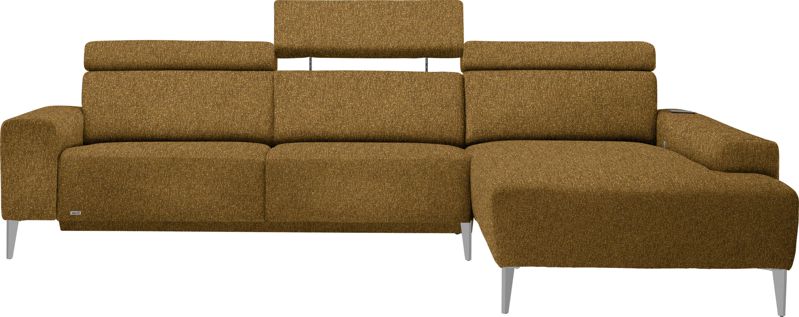 ECKSOFA  in Mikrovelours Senfgelb  288/205 cm  - Senfgelb/Alufarben, Design, Textil (288/205cm) - Sedda