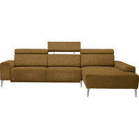ECKSOFA  in Mikrovelours Senfgelb  288/205 cm  - Senfgelb/Alufarben, Design, Textil (288/205cm) - Sedda