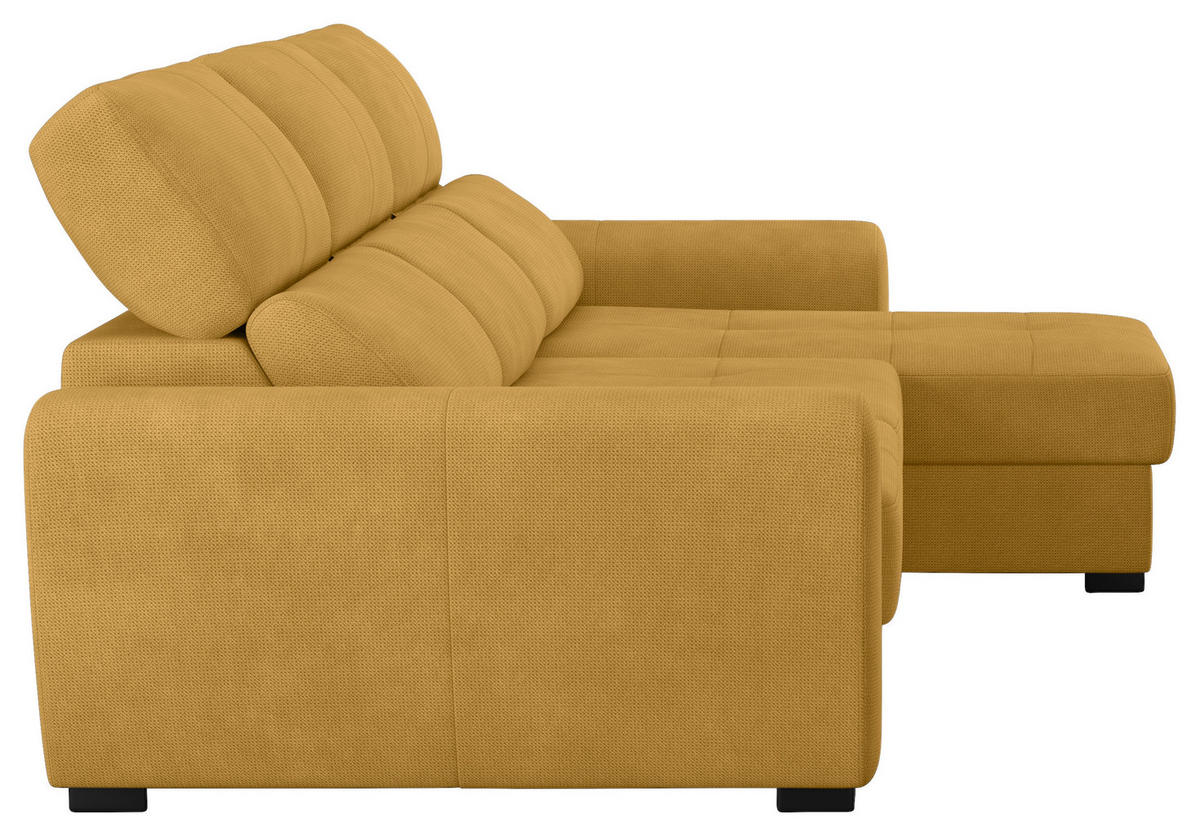 ECKSOFA in Mikrofaser Senfgelb  - Senfgelb/Schwarz, Konventionell, Kunststoff/Textil (285/177cm) - MID.YOU