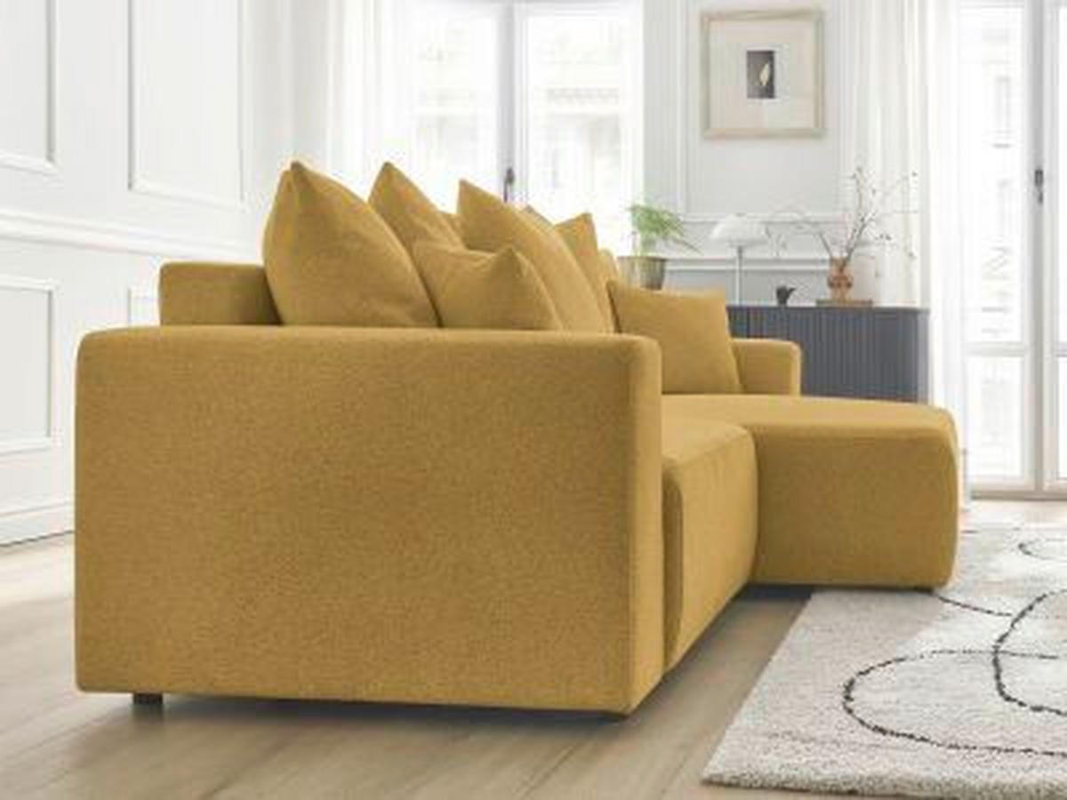 ECKSOFA Ottomane rechts  ATILLA Gelb Flachgewebe  - Gelb/Schwarz, MODERN, Kunststoff/Textil (244/149cm)