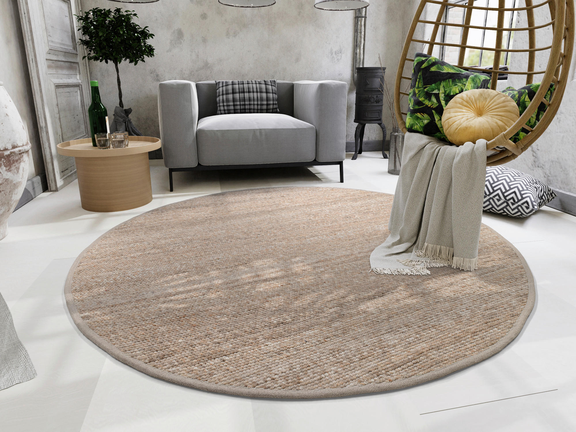 HANDWEBTEPPICH 200/200 cm Helsinki Cappuccino  - Cappuccino, Basics, Textil (200/200cm) - Linea Natura