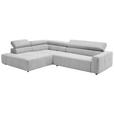 ECKSOFA in Feincord Silberfarben  - Silberfarben/Schwarz, KONVENTIONELL, Kunststoff/Textil (219/311cm) - Hom`in