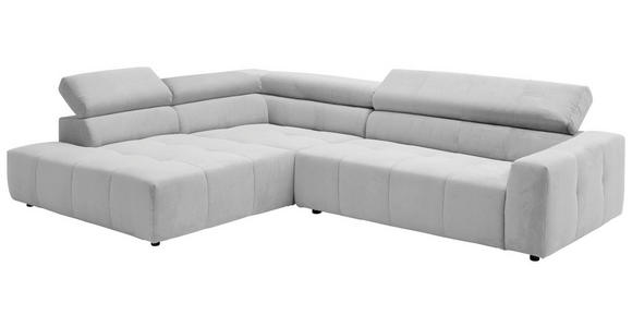 ECKSOFA in Feincord Silberfarben  - Silberfarben/Schwarz, KONVENTIONELL, Kunststoff/Textil (219/311cm) - Hom`in