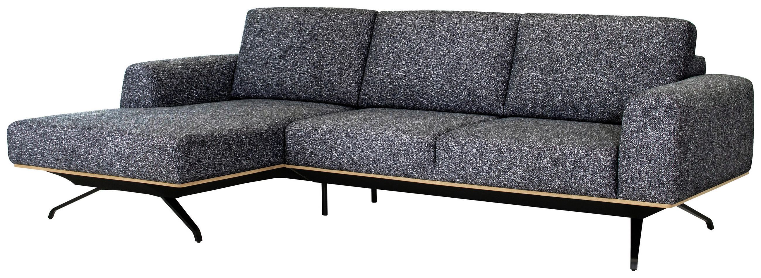 ECKSOFA in Struktur Graphitfarben  - Schwarz/Graphitfarben, Design, Textil/Metall (157/262cm) - Novel