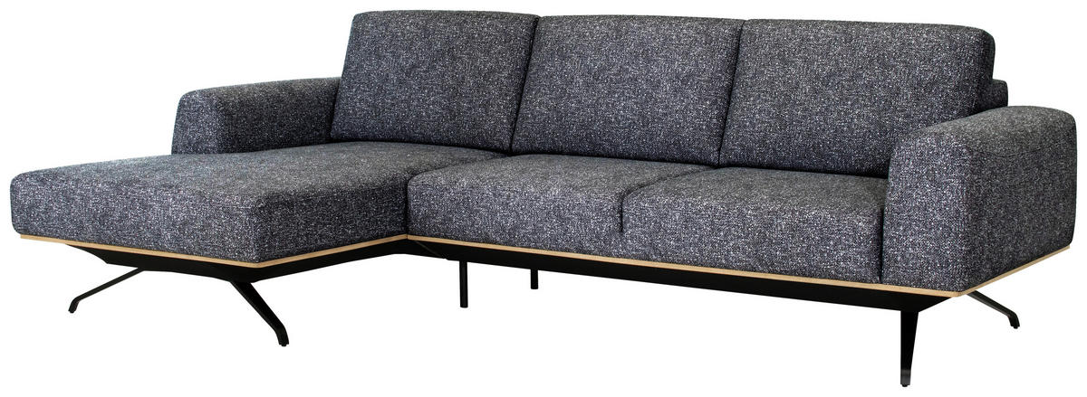ECKSOFA in Struktur Graphitfarben  - Schwarz/Graphitfarben, Design, Textil/Metall (157/262cm) - Novel