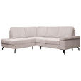 ECKSOFA inkl. Funktionen Creme Velours Bettkasten, Sitzvorzug  - Creme/Schwarz, KONVENTIONELL, Textil/Metall (206/253cm) - Venda