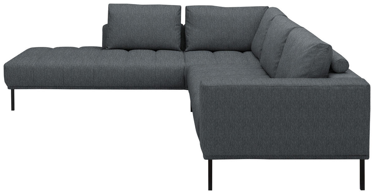 ECKSOFA Flachgewebe Anthrazit  - Anthrazit/Schwarz, Design, Textil/Metall (270/308cm) - Pure Home Lifestyle