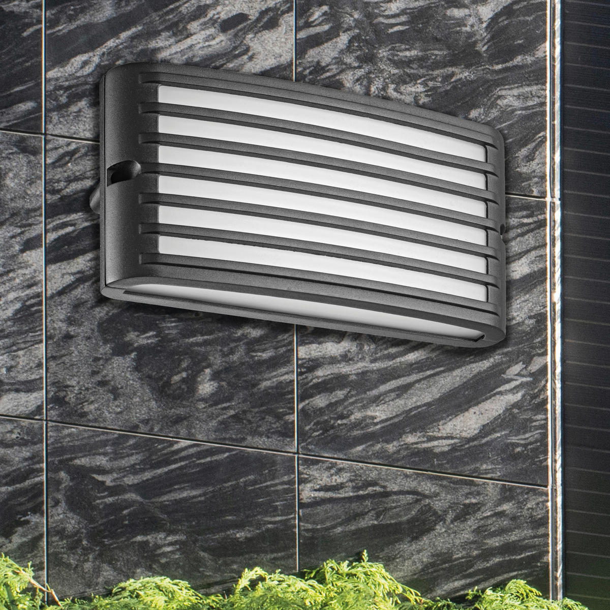 KÜLTÉRI FALILÁMPA - fekete/fehér, Basics, műanyag/fém (6.5/11/22cm)