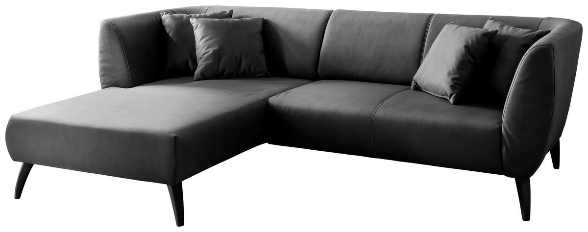 ECKSOFA in Lederlook Schwarz  - Schwarz, Modern, Holz/Textil (160/264cm) - Livetastic