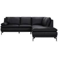 ECKSOFA Schwarz Echtleder  - Schwarz, Design, Leder (248/221cm) - MID.YOU