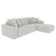 ECKSOFA Hellgrau Velours  - Chromfarben/Hellgrau, KONVENTIONELL, Kunststoff/Textil (293/195cm) - Carryhome