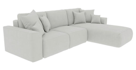 ECKSOFA Hellgrau Velours  - Chromfarben/Hellgrau, KONVENTIONELL, Kunststoff/Textil (293/195cm) - Carryhome