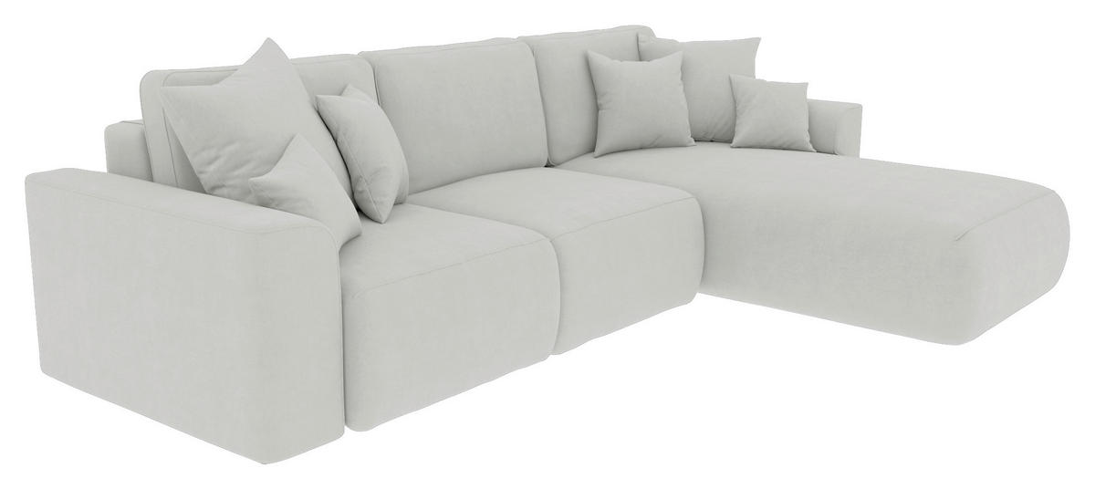 ECKSOFA in Velours Hellgrau  293/195 cm  - Chromfarben/Hellgrau, KONVENTIONELL, Kunststoff/Textil (293/195cm) - Carryhome