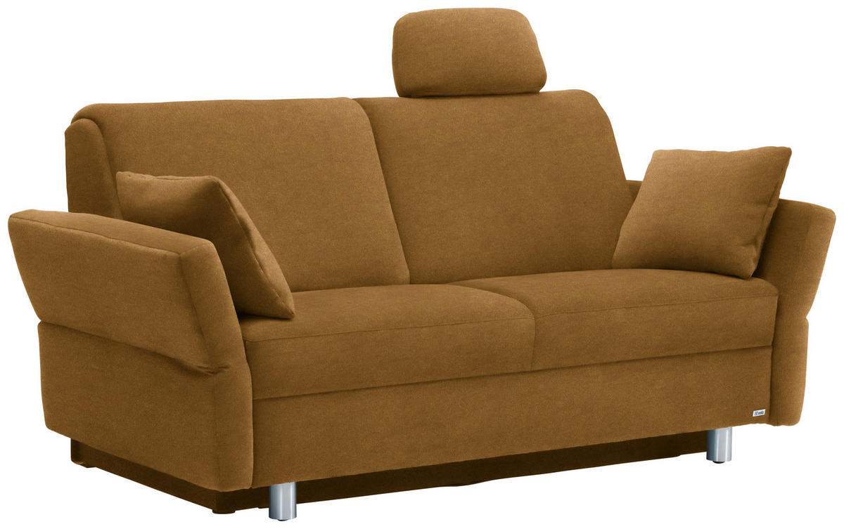 SCHLAFSOFA in Velours, beflockt Honig  - Alufarben/Honig, KONVENTIONELL, Kunststoff/Textil (170/88/91cm) - Sedda