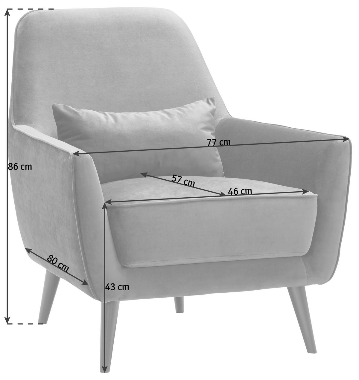 SESSEL in Mikrofaser Blau  - Blau/Schwarz, Modern, Holz/Textil (77/86/80cm) - Carryhome