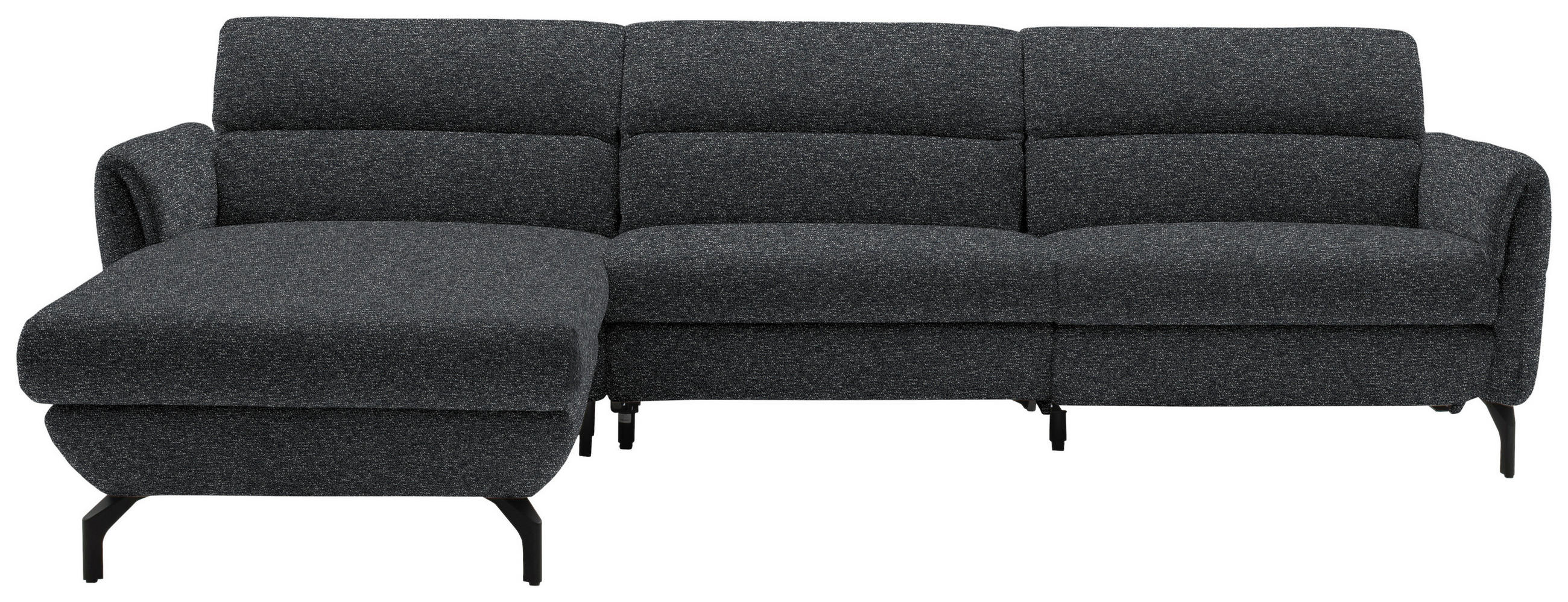 ECKSOFA Graphitfarben Chenille  - Schwarz/Graphitfarben, Design, Textil/Metall (187/299cm) - Schöner Wohnen