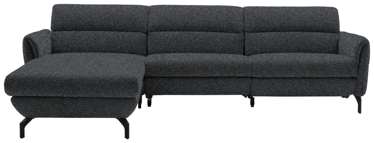 ECKSOFA Graphitfarben Chenille  - Schwarz/Graphitfarben, Design, Textil/Metall (187/299cm) - Schöner Wohnen