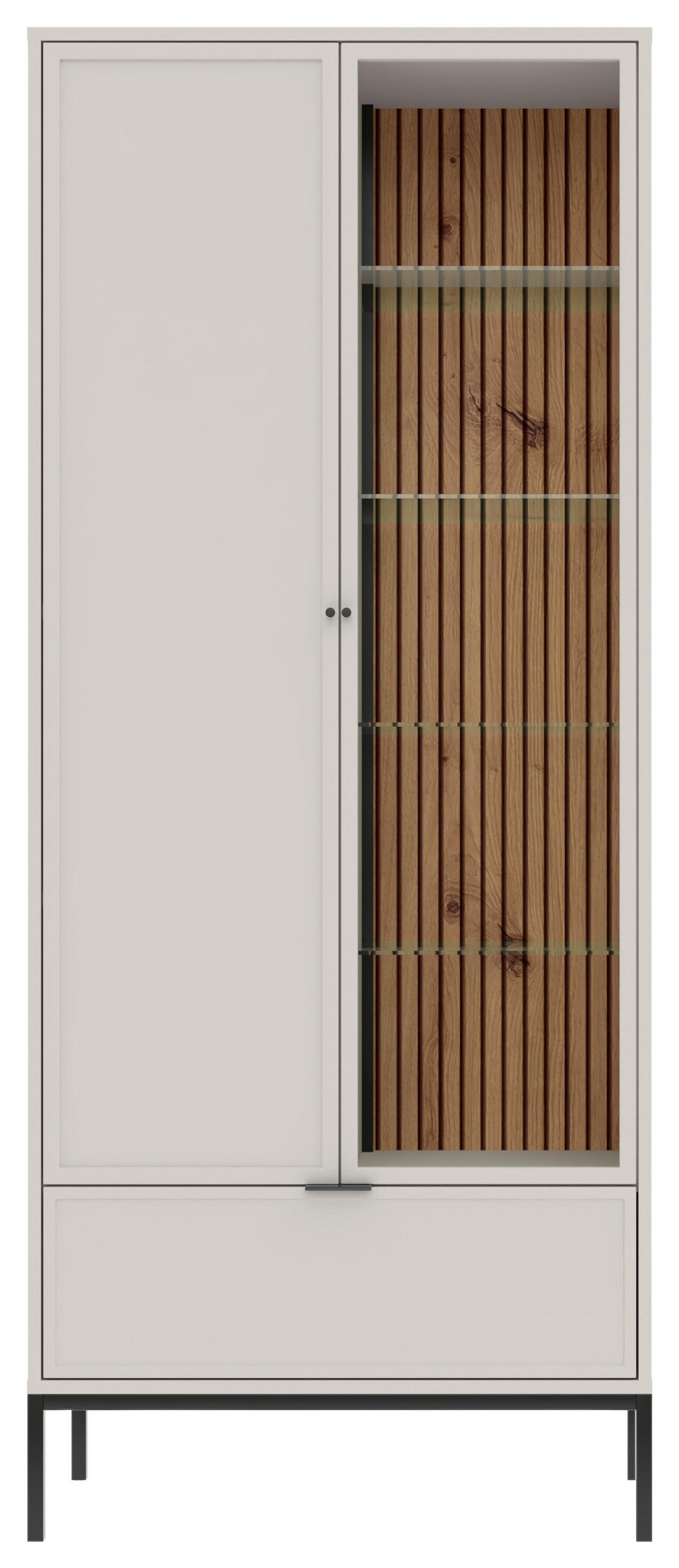 VITRINE  in Schwarz, Kaschmir  - Kaschmir/Schwarz, Design, Glas/Holzwerkstoff (76/115,5/40cm) - MID.YOU