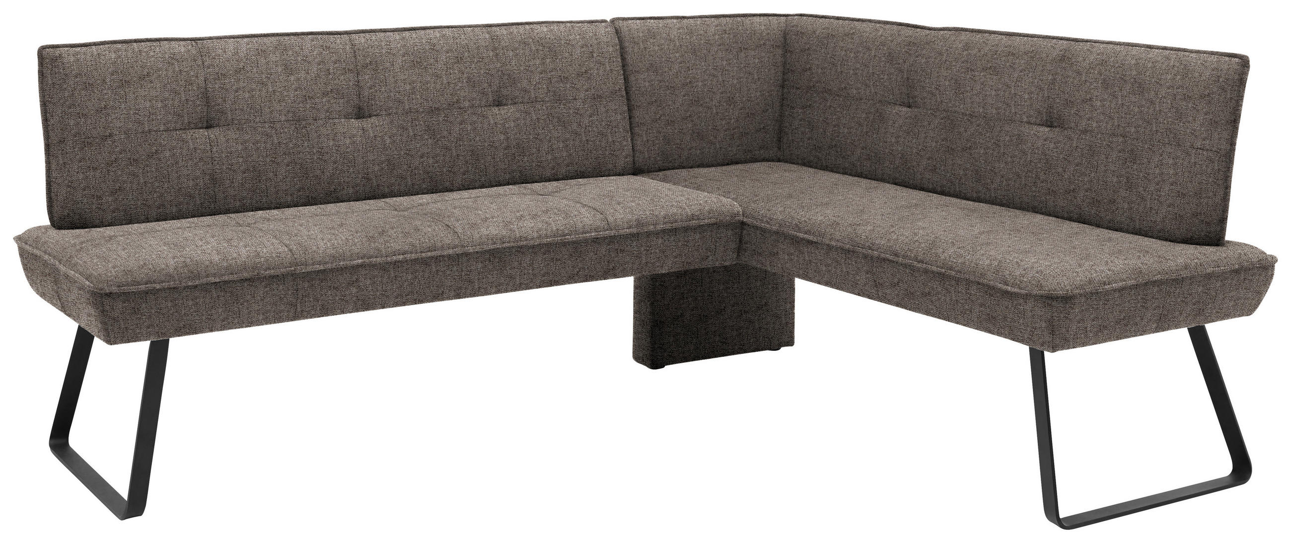 Thumbnail - Dieter Knoll Eckbank, Schwarz, Hellbraun, Metall, Textil, 3-Sitzer, L-Form, 169x157 cm, Emas, Fußauswahl, Lederauswahl, ...