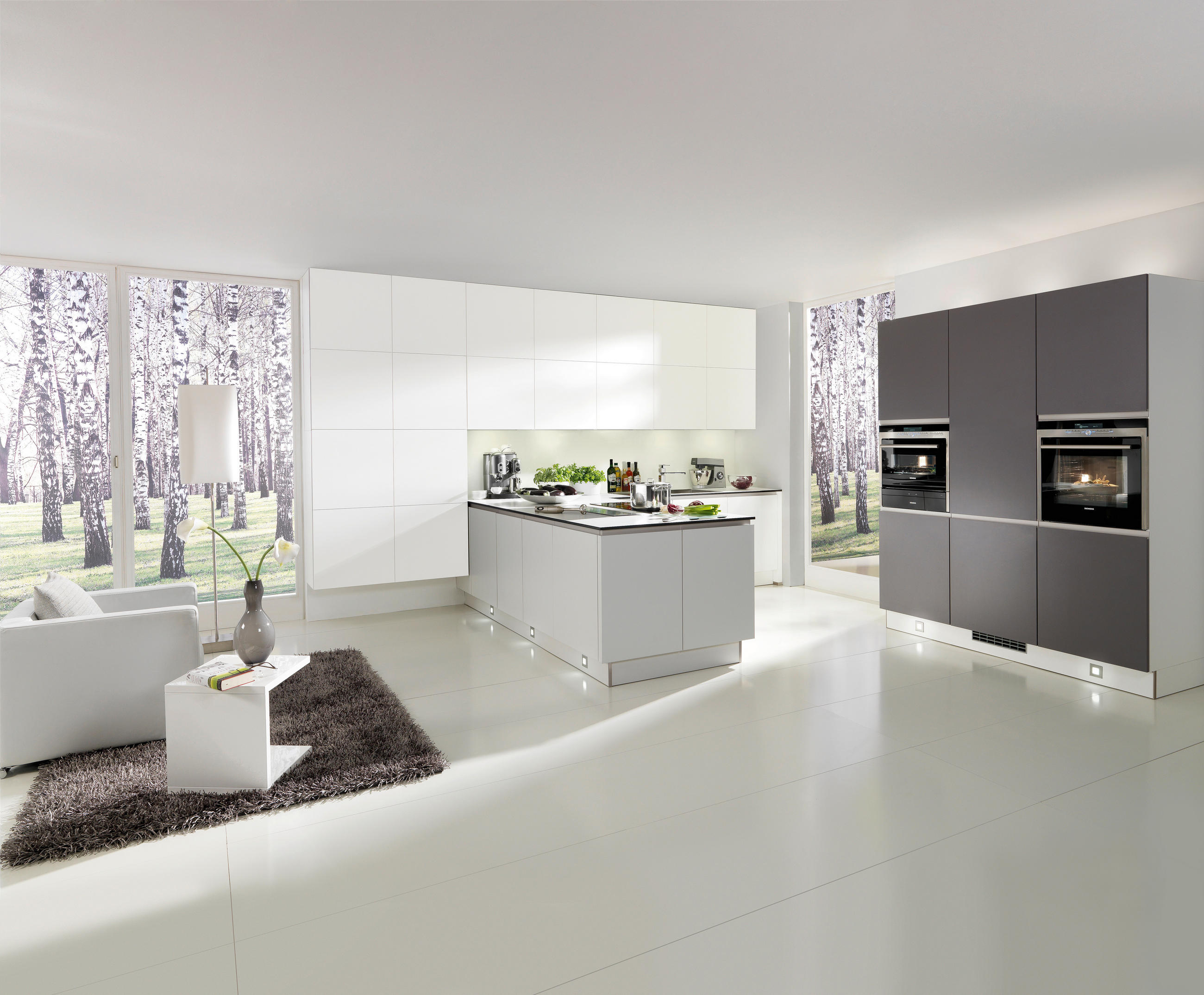 EINBAUKÜCHE   - Weiß/Grau, Design, Holzwerkstoff/Kunststoff - Dieter Knoll