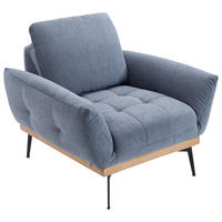 SESSEL in Flachgewebe Eichefarben, Dunkelblau  - Eichefarben/Schwarz, Design, Holz/Textil (92/87/95cm) - Stylife