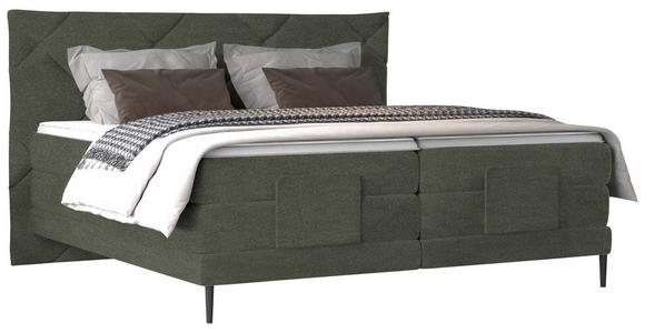 BOXSPRINGBETT 180/200 cm  in Olivgrün  - Schwarz/Olivgrün, KONVENTIONELL, Textil/Metall (180/200cm) - Esposa