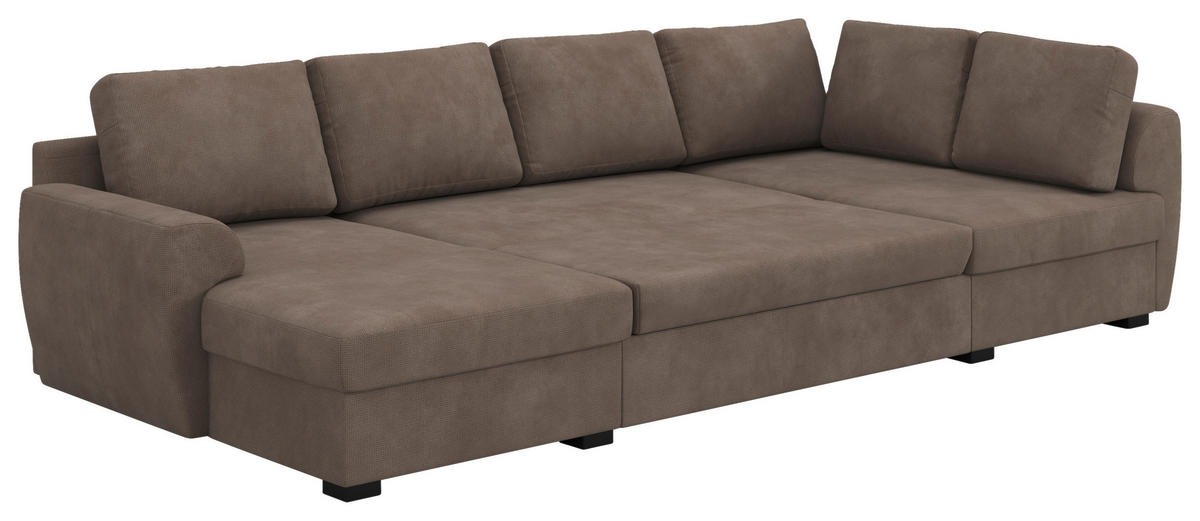 SJEDEĆA GARNITURA tekstil  taupe   - crna/taupe, Trend, tekstil/plastika (154/327/86cm) - MID.YOU