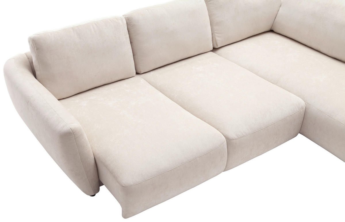 ECKSOFA  in Chenille Naturfarben  310/224 cm  - Schwarz/Naturfarben, KONVENTIONELL, Kunststoff/Textil (310/224cm) - Hom`in