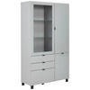 VITRINE in Grau, Hellgrau  - Hellgrau/Schwarz, Design, Glas/Holzwerkstoff (109,7/190,7/41,4cm) - Hom`in