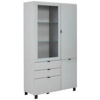 VITRINE in Grau, Hellgrau  - Hellgrau/Schwarz, Design, Glas/Holzwerkstoff (109,7/190,7/41,4cm) - Hom`in