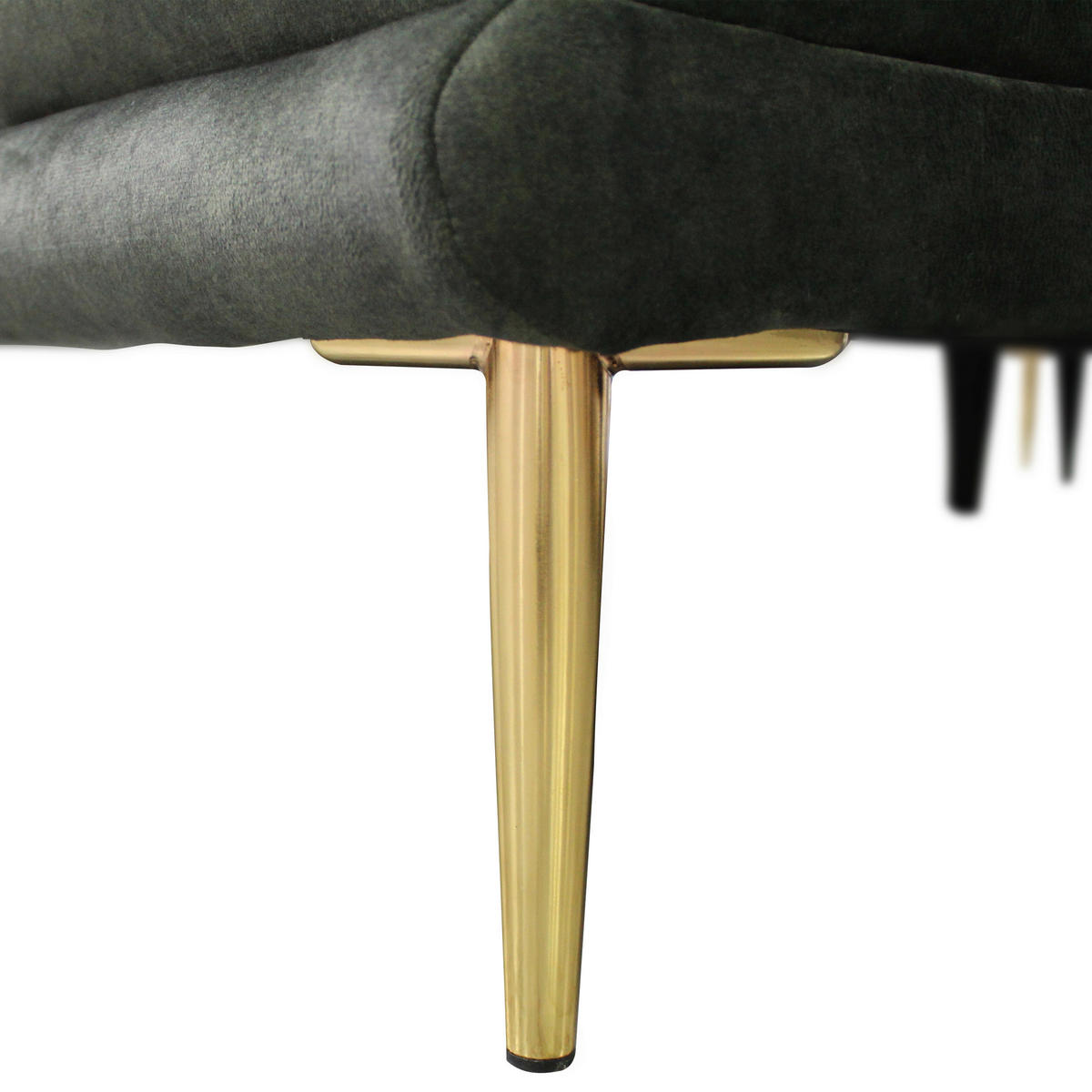 ECKSOFA Grün Velours  - Goldfarben/Grün, Design, Textil/Metall (196/264cm) - MID.YOU