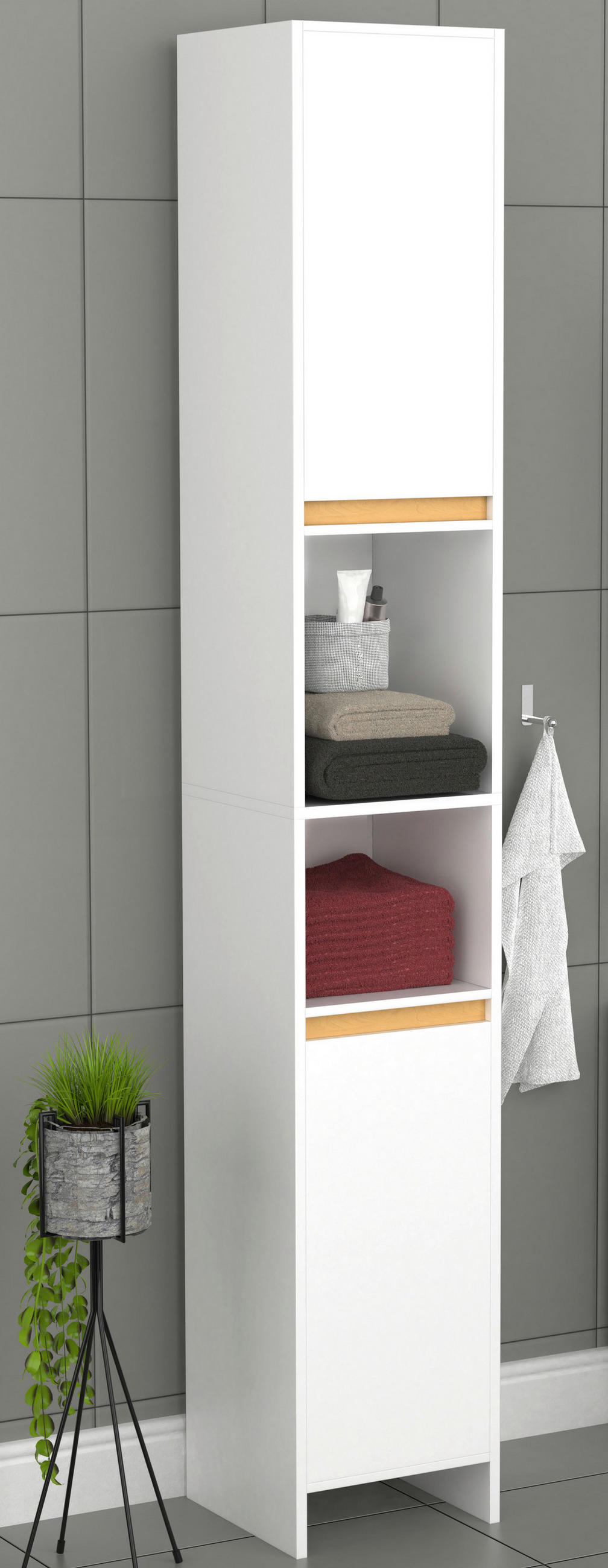 HOCHSCHRANK 30/189/30 cm  - Honigeiche/Weiss, Modern, Holzwerkstoff (30/189/30cm) - MID.YOU