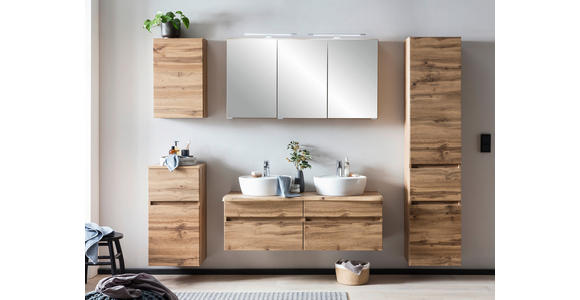HOCHSCHRANK 40/180/35 cm - Eiche Wotan/Silberfarben, Natur, Holzwerkstoff/Kunststoff (40/180/35cm) - Xora
