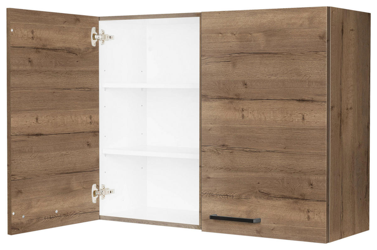 KÜCHENOBERSCHRANK 90/72/35 cm  in Eiche dunkel  - Eiche dunkel/Schwarz, MODERN, Holzwerkstoff/Metall (90/72/35cm) - Nobilia